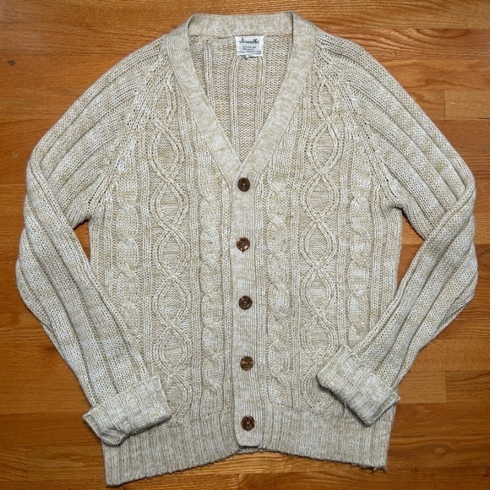 Vintage 70s/80s Acrylic Cable Knit Cardigan Sweater Medium